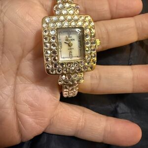 Vintage Gruen Gold Crystal Women's Bracelet Watch